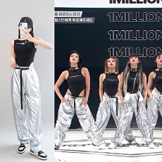 批发新款韩国女团同款银色<b class='q'>爵士舞</b>打歌服嘻哈JAZZ表演出服嘻哈街舞套装