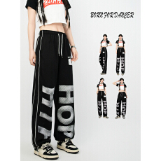 批发街舞潮牌时尚露脐个性T恤套装hiphop爵士跳舞长裤jazz运动棉舞服