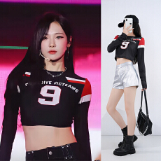 批发女团演出服性感爵士舞蹈服套装黑色打歌服韩舞<b class='q'>服装</b>年会kpop<b class='q'>舞台</b>装