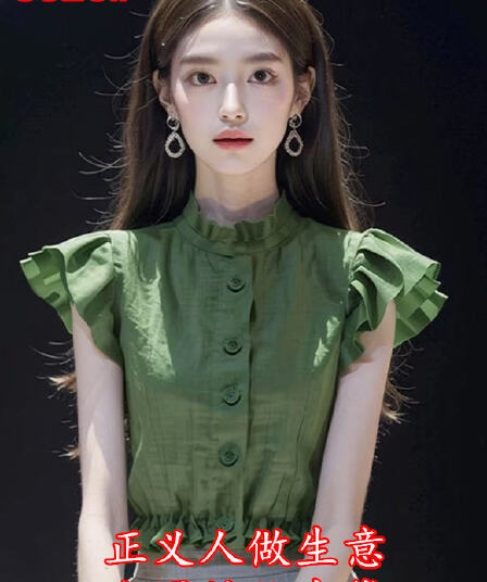 고유 한 아름다운 작은 셔츠 외국 가스 고급 Chic 품격 빛 요리 한 프랑스식 특히 라이트 작은 대중 작은 날다 소매 맨위 여성 여름