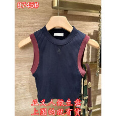 批发高端女装2026夏季修身显瘦撞色无袖针织衫背心上衣女
