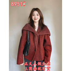 批发法式红色双面羊毛毛呢外套女2025冬季新款高级感气质短款呢子大衣