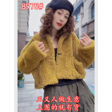 批发巨好看的初<b class='q'>冬</b>黄色羊羔毛短款外套女装独特漂亮高端小资摇粒绒上衣