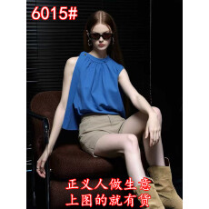 批发2026夏季小众不撞款高端欧货洋气轻奢减龄别致独特蓝色无袖衬衫女