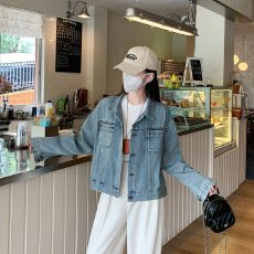批发实拍实价~复古短款牛仔外套<b class='q'>女</b>2025新款韩版宽松百搭长袖上衣<b class='q'>夹克</b>