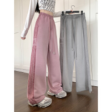 批发<b class='q'>实拍</b> 原版包边 高街条纹运动裤女秋季美式卫裤宽松休闲裤子