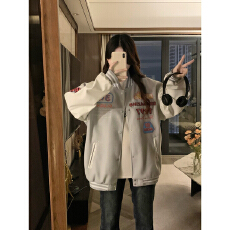 批发实价国潮牌学院风字母刺绣<b class='q'>棒球</b>服<b class='q'>外套</b>女春秋美式复古宽松休闲夹克