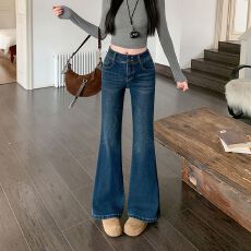 批发实拍实价~复古微喇<b class='q'>牛仔裤</b>女2025新款辣妹百搭<b class='q'>显瘦</b>不贴腿拖地裤子