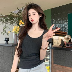 批发实拍1*1莫代尔260克短袖t恤2026夏修身正肩圆领纯色韩版<b class='q'>女装</b>上衣