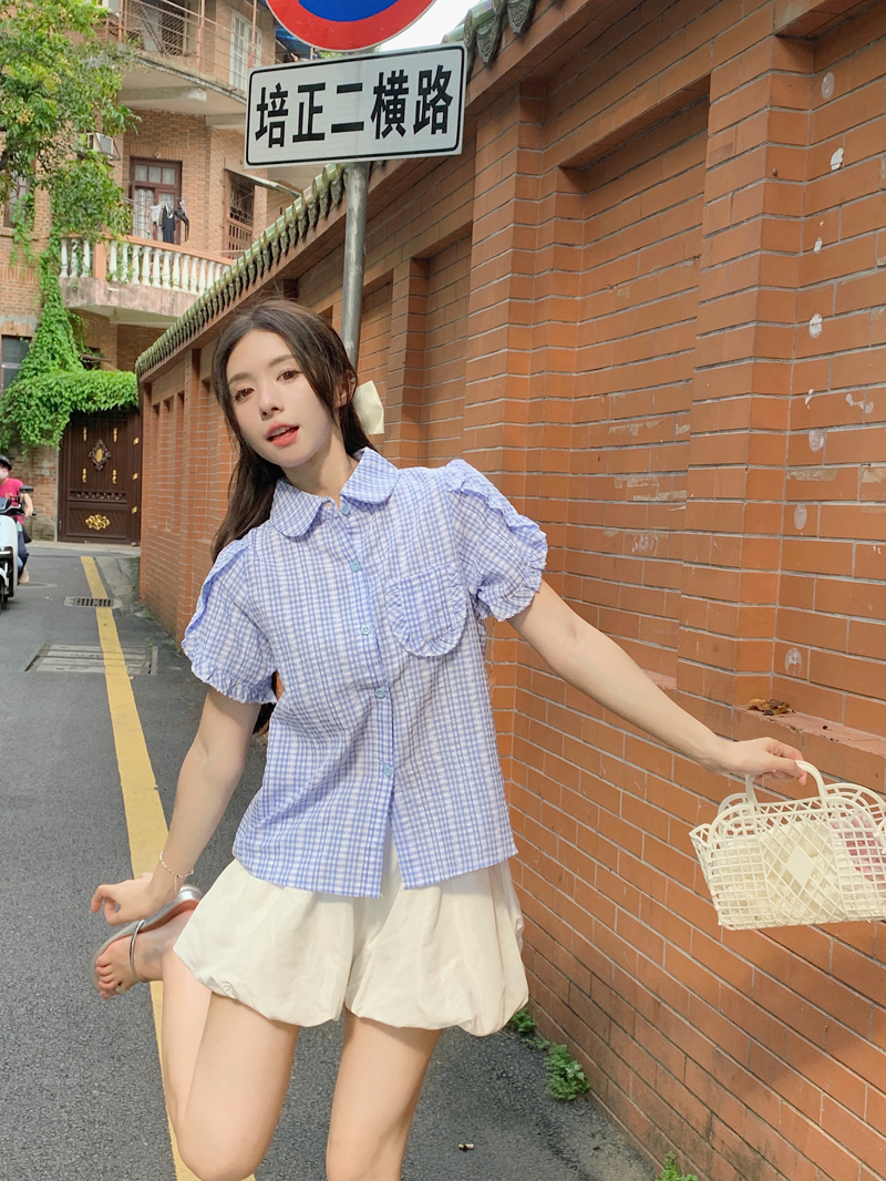 실사 정가 프랑스식 Chic 프릴 Feifei 소매 셔츠 여성 2026 여름 새로운 디자인 센스 맨위