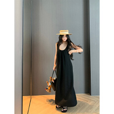 批发实拍实价 度假韩版圆领宽松背心<b class='q'>连衣裙</b>女