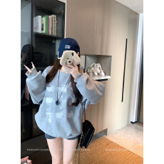 批发<b class='q'>实拍</b>实价 慵懒印花卫衣女宽松休闲长袖上衣秋冬