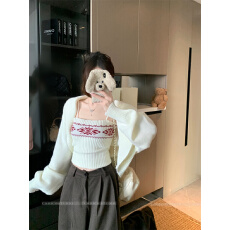 批发实拍实价 费尔岛坎肩罩衫/吊带针织两件套<b class='q'>女</b>