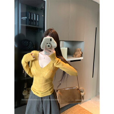 实拍实价 牛角扣设计针织毛衣 韩系显瘦软糯外套秋冬小众上衣