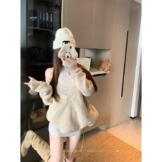 批发实拍实价 深V领毛衣女冬设计感韩系温柔宽松显瘦保暖上衣