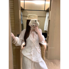 批发实拍实价 长袖<b class='q'>衬衫</b>女夏2026新款法式上衣宽松慵懒风条纹小众<b class='q'>衬衣</b>