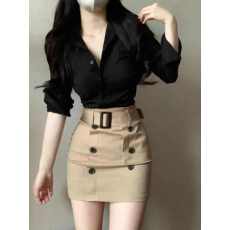 批发2025春季新品纯欲风韩系气质收腰性感百搭<b class='q'>衬衫</b>长袖设计感女士上衣