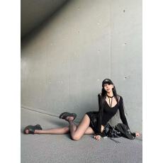 批发美式辣妹挂脖镂空长袖<b class='q'>连体</b>衣女秋季新款性感修身显瘦<b class='q'>连体</b>包臀<b class='q'>短裤</b>