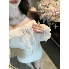 批发法式高级感纯欲气质一字肩包臀连衣裙女设计感系带收腰短<b class='q'>裙子</b>夏季