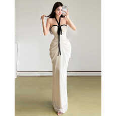 批发instunning法式性感风挂脖连衣裙女高级抹胸修身包臀裙白色长<b class='q'>裙子</b>