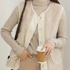 批发正反两面穿灯芯绒羊羔毛复古保暖厚马甲女秋冬新外穿无袖坎肩外套