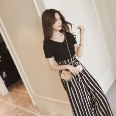 批发2026夏季新款韩版显瘦v领女装时髦搭配显高两件套学生潮时尚<b class='q'>套装</b>