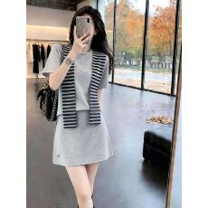 批发学院风超仙减龄套装女士夏季新款韩版时尚短袖短裙显瘦两件套