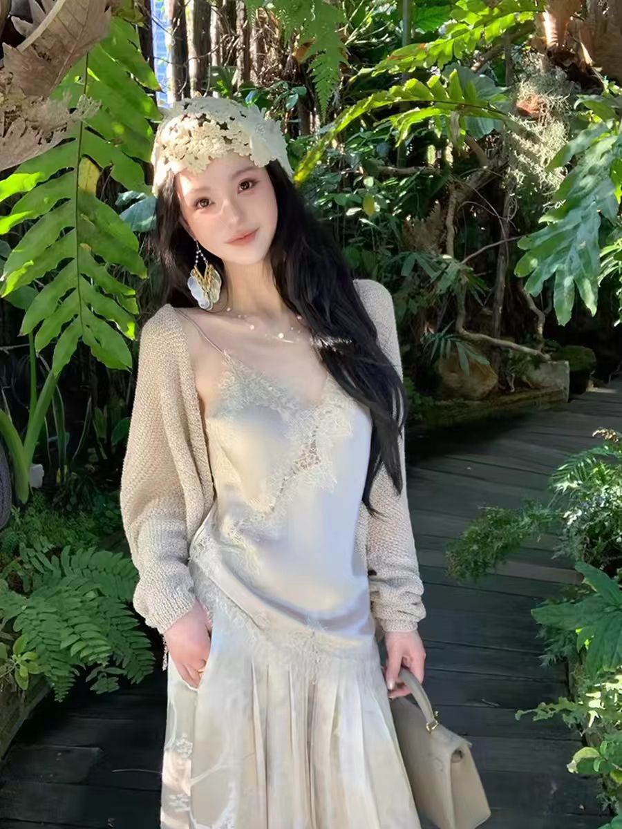 부드러운 레이스 레이스 V넥 캐미솔 봄 여름 불규칙 루즈핏 슬림해 보이는 다용도 품격 민소매 맨위