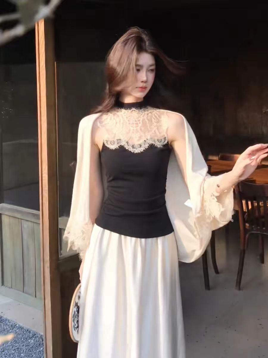 부드러운 레이스 레이스 행침 목 캐미솔 여름 새로운 슈퍼 잘 생긴 몸매 가꾸기 슬림해 보이는 다용도 민소매 맨위