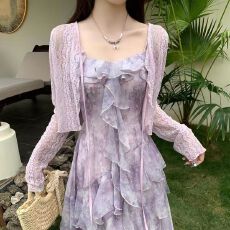 批发微透系带蕾丝防晒衣女夏季新款超好看轻薄透气短款小披肩罩衫外套