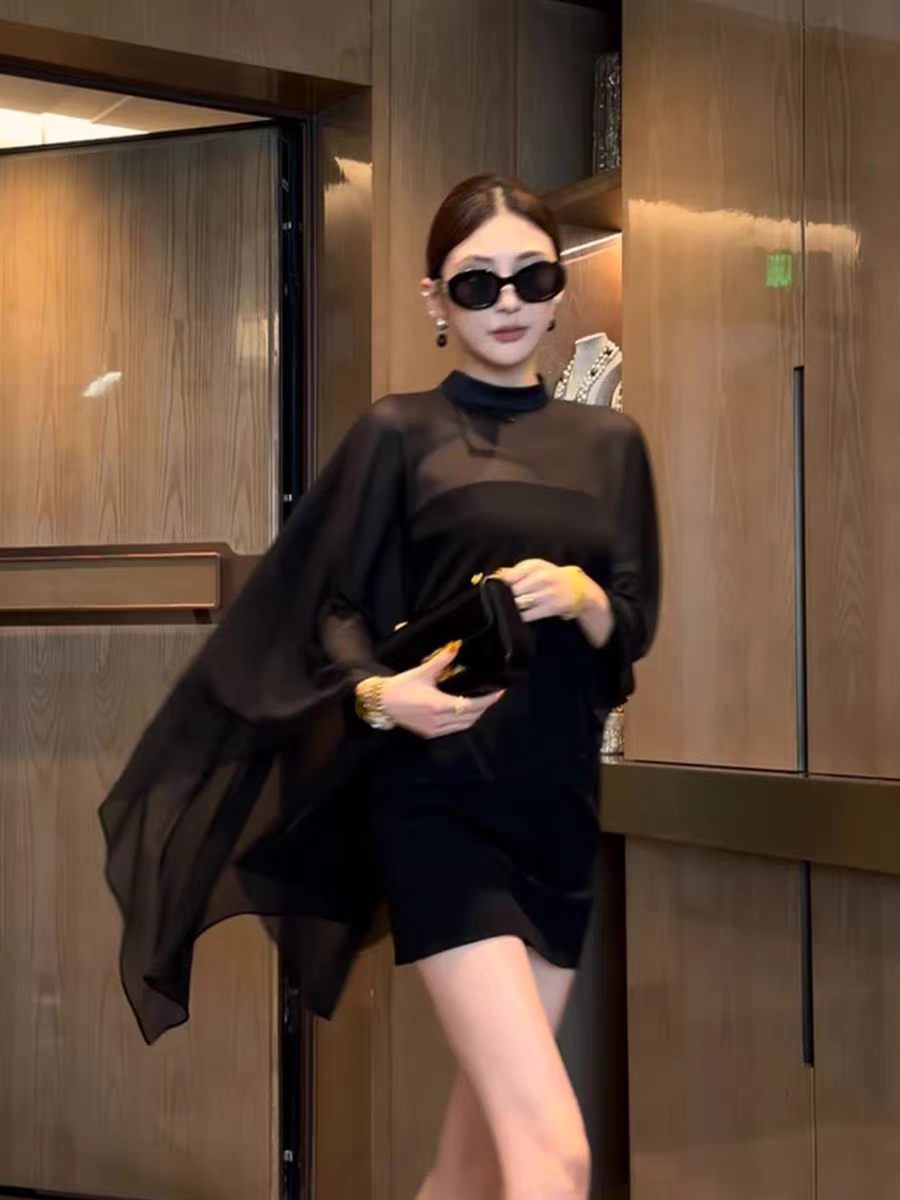 빛 럭셔리 불규칙 쉬폰 마이크로 ~을 통해 자외선 차단 의류 여성 여름 고급 센스 캐주얼 루즈핏 외부 가져 가라. 얇은 스타일 숄 블라우스