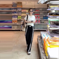 批发官图休闲<b class='q'>时尚</b>百搭坠感阔腿高腰裤女春夏季<b class='q'>运动</b>拖地裤长裤卫裤女