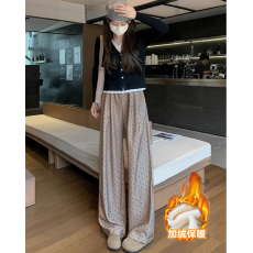 批发原版面料薄款/复合真超 加绒植绒爱心阔腿<b class='q'>裤</b><b class='q'>秋冬</b>设计感慵懒<b class='q'>裤</b>