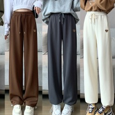 批发华夫格运动裤女秋冬季2025新款直筒束脚灯笼裤咖色阔腿<b class='q'>哈伦</b>卫裤