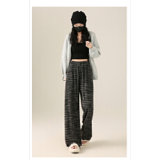 批发<b class='q'>秋</b>冬季雪花条纹宽松舒适垂感阔腿软软糯米裤女宽松百搭直筒休闲裤