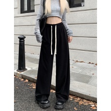 批发原版面料300克绵羊绒糯米裤 <b class='q'>秋</b>冬显瘦宽松垂感松紧腰阔腿拖地长裤