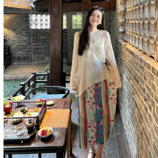 批发2026女<b class='q'>夏</b>季新款百褶半身裙高腰垂感直筒舒适显瘦时尚气质中长裙子