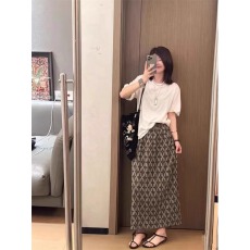 批发简约通勤褶皱百褶裙夏日舒适凉爽度假必备休闲裙遛弯显瘦直筒裙子