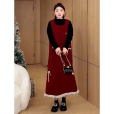 批发<b class='q'>大码</b>圣诞<b class='q'>打底衫</b>背心裙两件套女秋冬胖mm梨型身材巨好看穿搭一整套