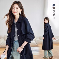 批发2026英伦风翻领风衣女中长款秋<b class='q'>冬</b>收腰显瘦韩系外套高端气质百搭