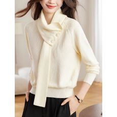 批发设计感围脖毛衣女时尚秋冬2025新款高级感洋气宽松上衣<b class='q'>针织</b><b class='q'>打底衫</b>