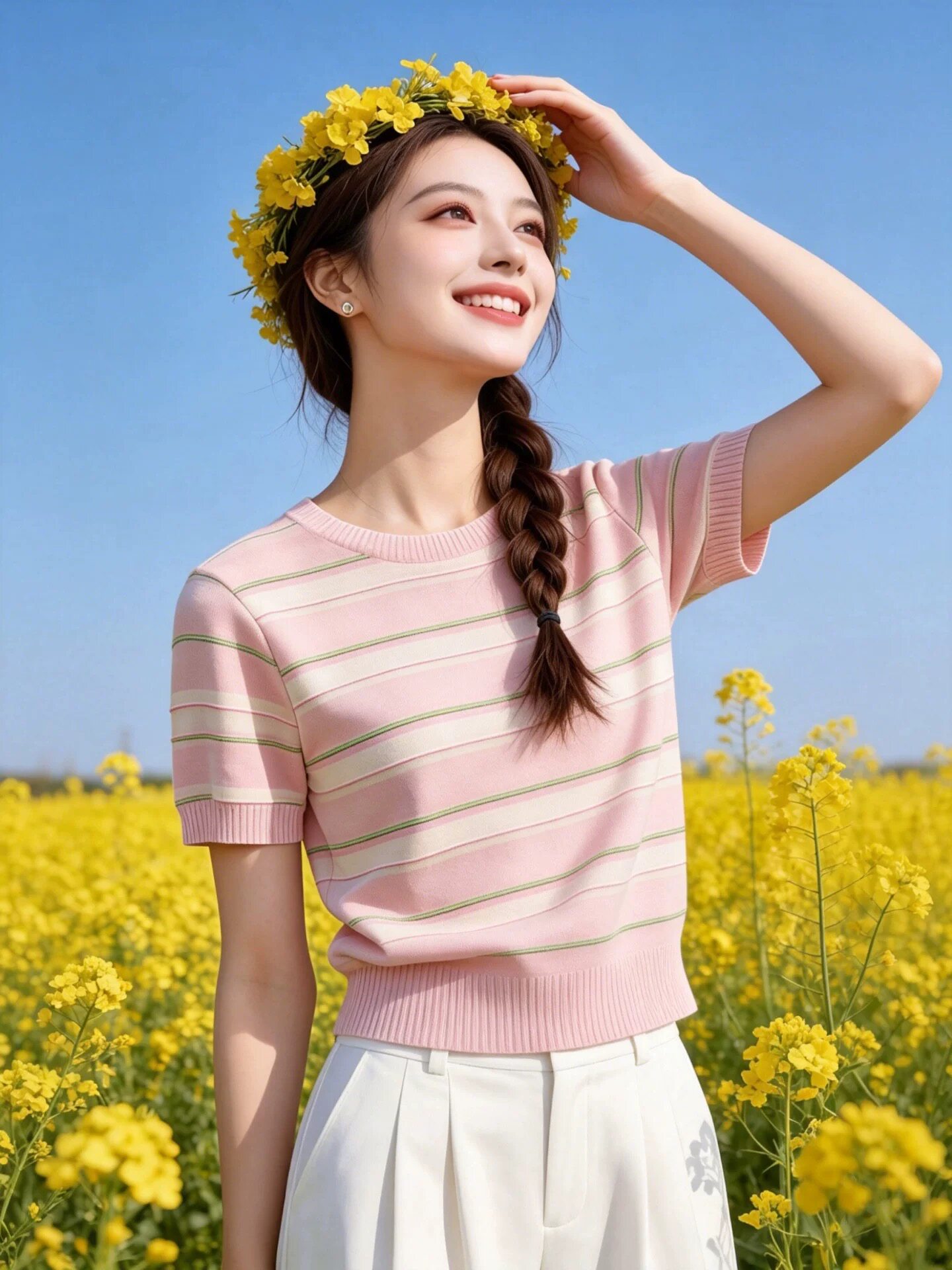한 부서 도파민 스트라이프 배색 니트 반팔 티셔츠 여성 얇은 스타일 자이언트 잘 생긴 아름다운 아름다운 연령 감소 맨위 여름