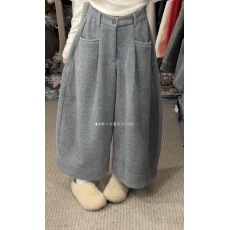 批发秋冬加绒软糯毛呢裤口袋<b class='q'>七分</b>裤女