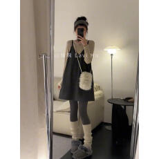 批发碎花毛呢吊带裙