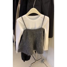 批发韩系叠穿毛毛<b class='q'>吊带</b><b class='q'>打底衫</b>两件套