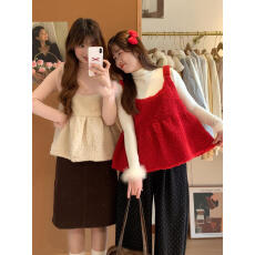 批发已出货~羊羔绒吊带背心外搭