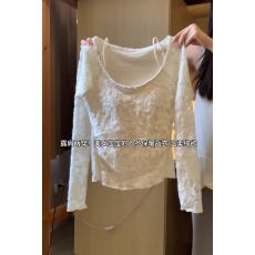 批发纯欲<b class='q'>镂空</b>蕾丝内搭打底衫女自带胸垫