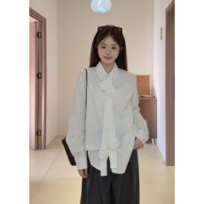 批发早春韩系花朵飘带长袖<b class='q'>衬衫</b>