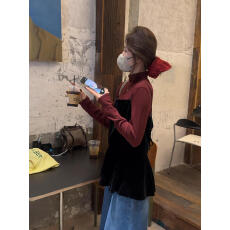 批发韩系后背蝴蝶结丝绒<b class='q'>吊带</b>叠穿<b class='q'>打底</b>衫