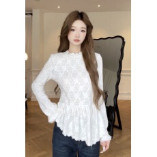批发蕾丝<b class='q'>镂空</b>绒感打底衫